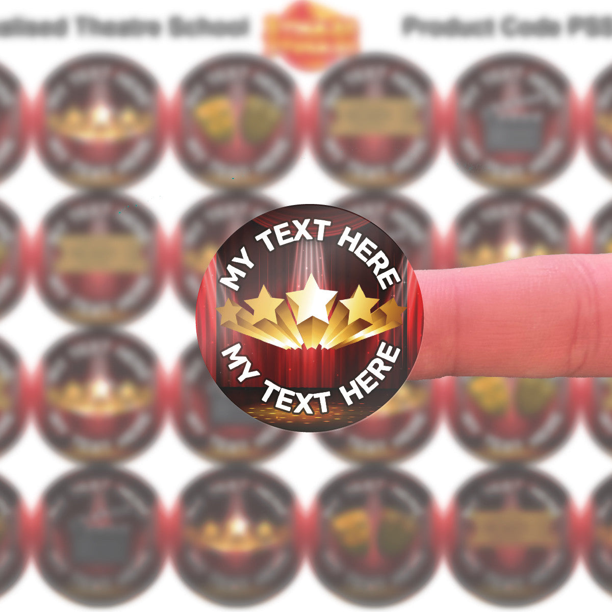 Sticker Stocker 144 Personalised Theatre School 30mm Reward Stickers for School Teachers, Parents and Nursery