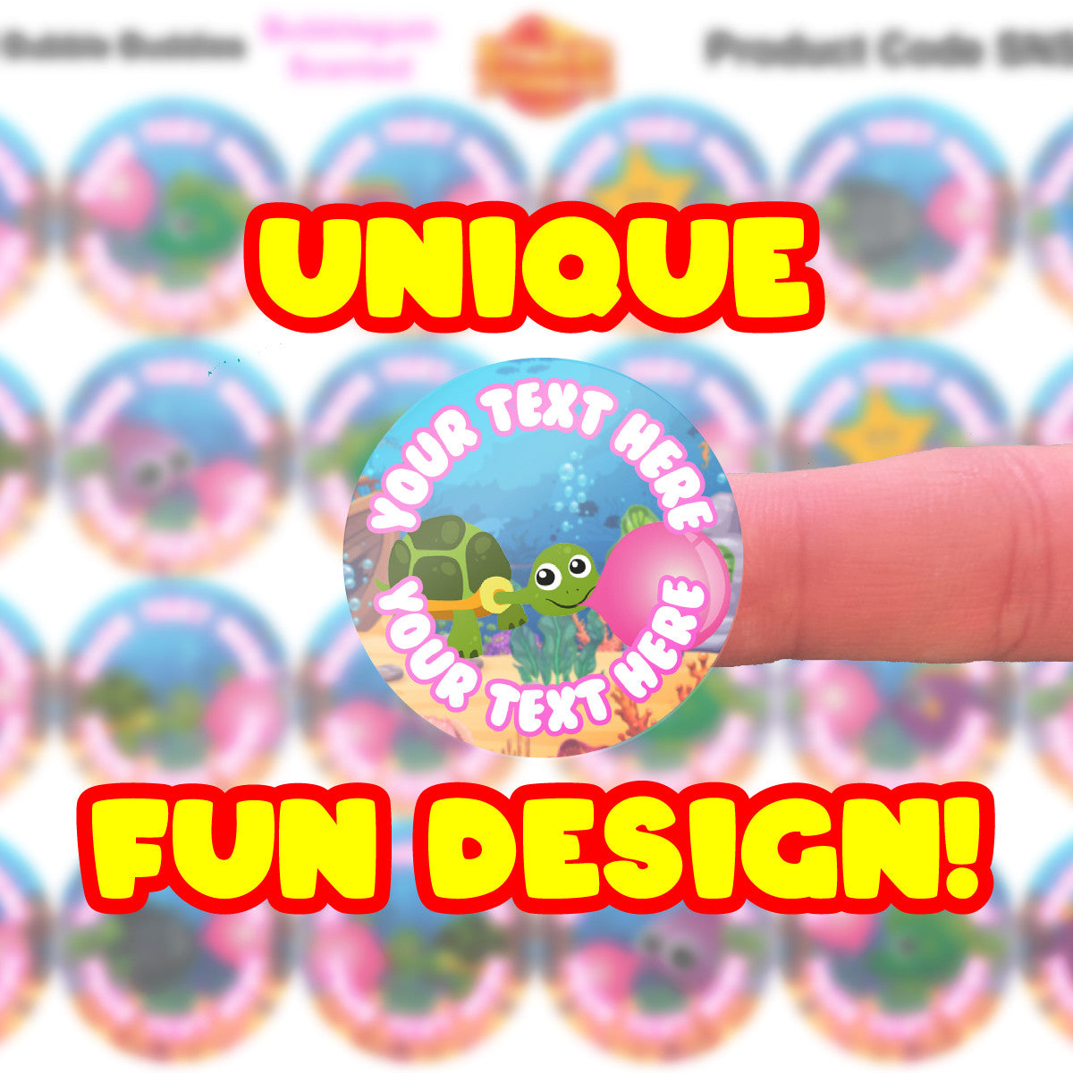 120 Bubblegum Scented Personalised Stickers - Bubble Buddies - Personalised 30 mm Scented Stickers - For Teachers Nursery Parents