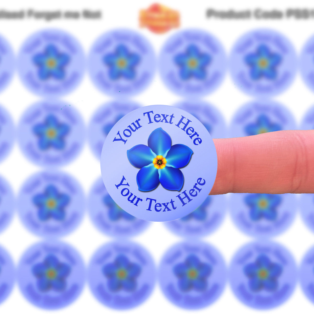 Sticker Stocker 144 Personalised Forget me Not 30mm Stickers School Teachers, Alzheimer's Dementia Flower