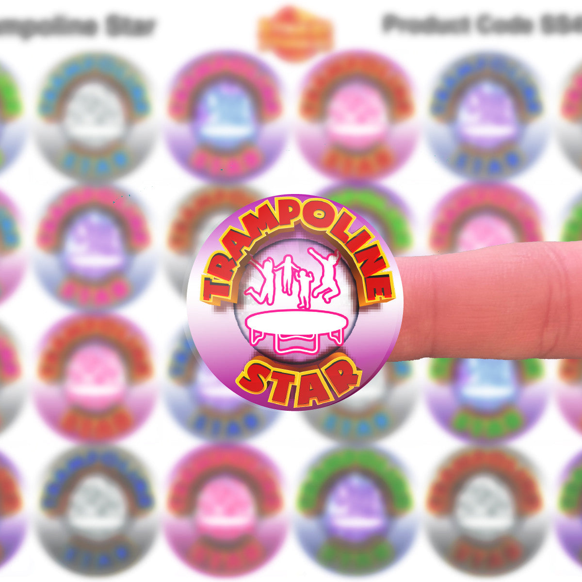 144 Trampoline Star 30 mm Reward Stickers for School Teachers, Parents and Nursery