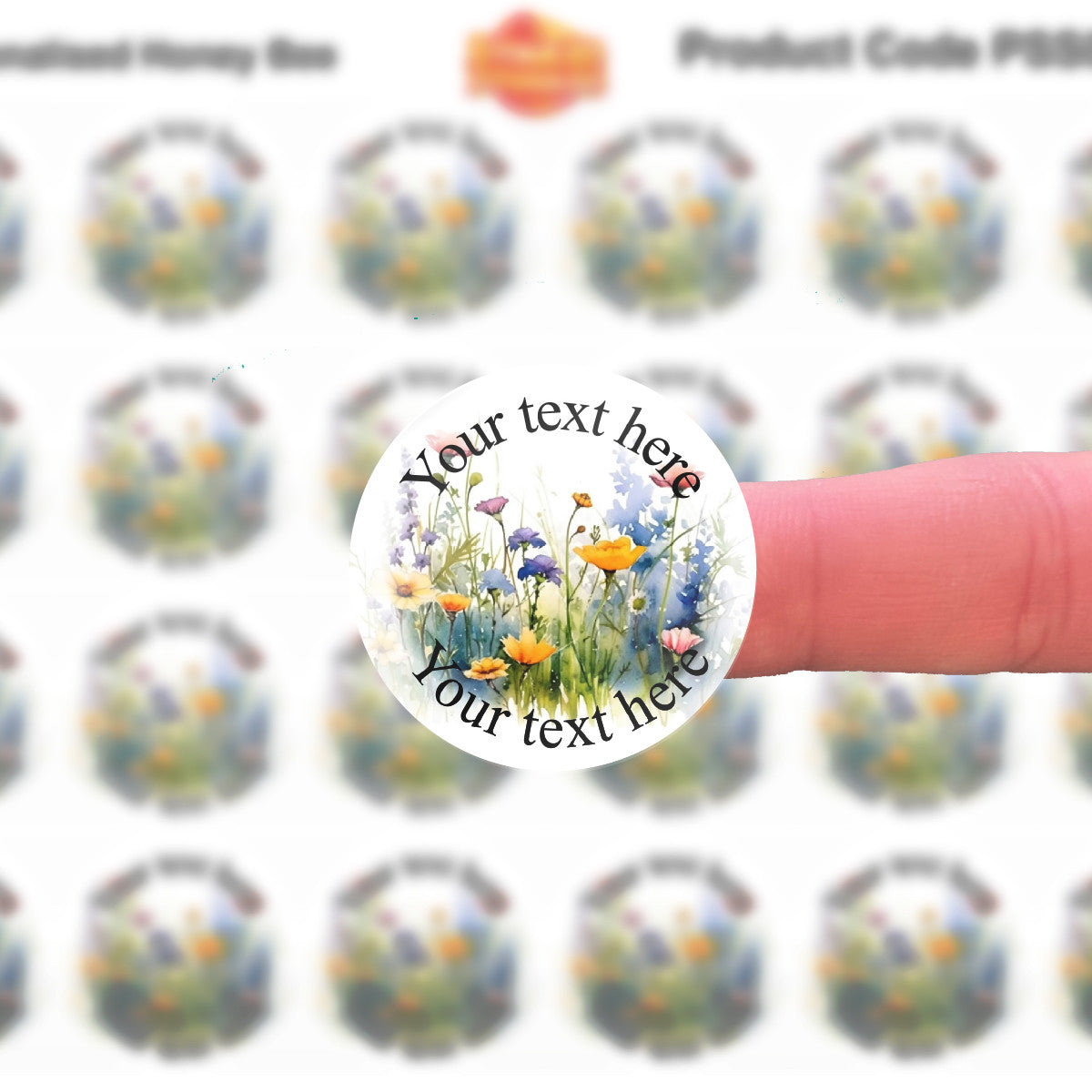 Sticker Stocker 144 Personalised Wild Flower 30mm Glossy Stickers Labels