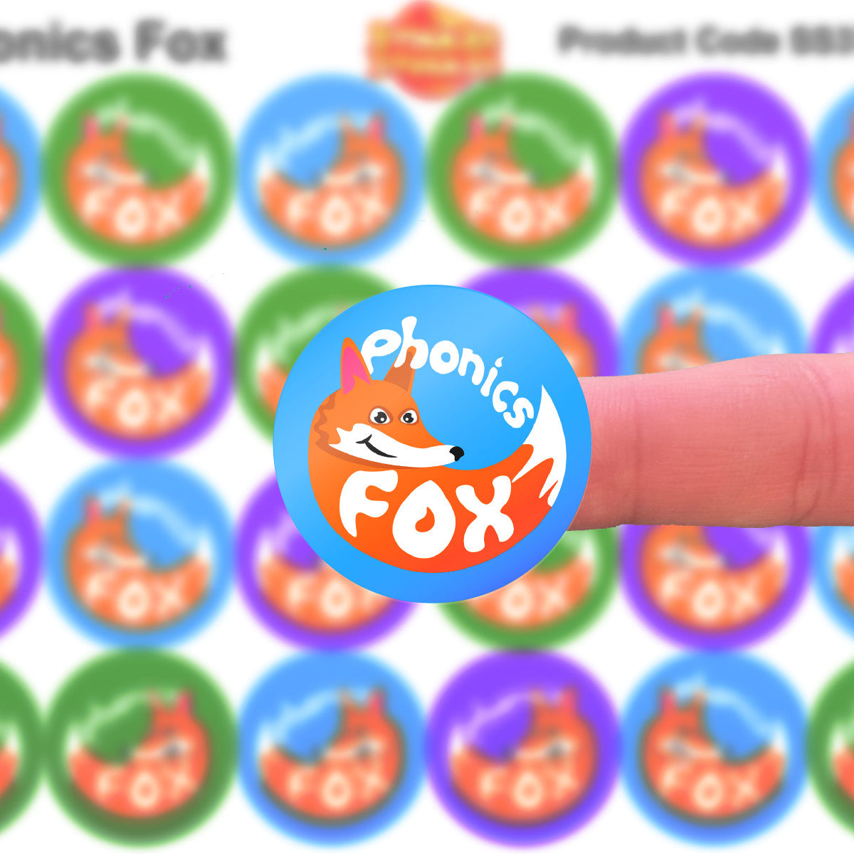 Sticker Stocker - 144 Phonics Fox - 30mm - Glossy Reward Literacy Stickers for Teachers & Parents