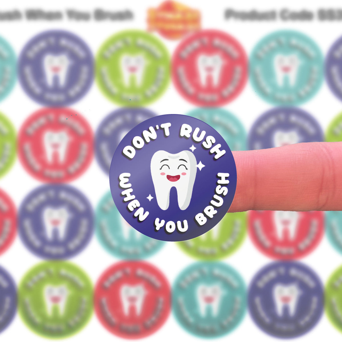 Sticker Stocker 144 Don't Rush When you Brush 30mm Reward Stickers for Teachers, Parents Dentist and Party Bags