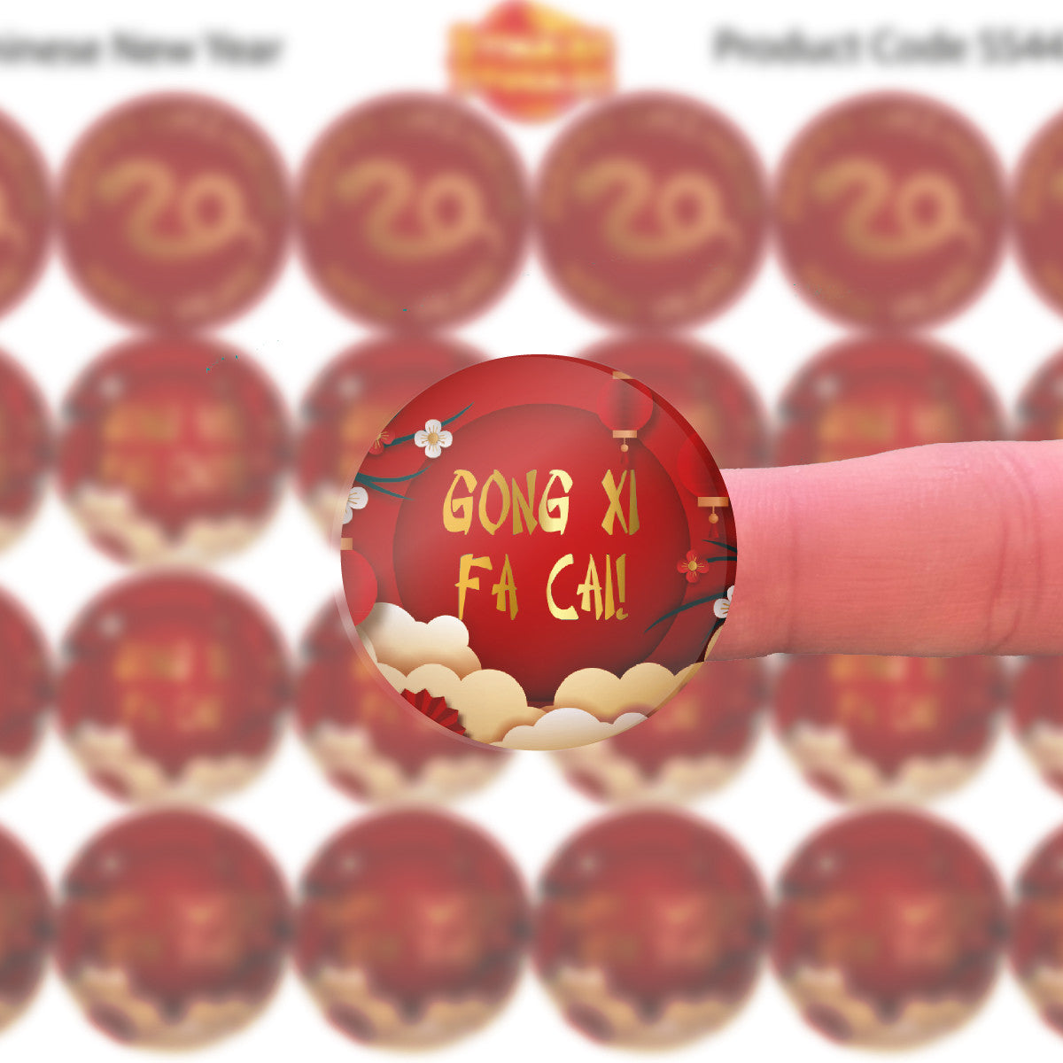 144 Happy Chinese New Year Celebration 30mm Glossy Stickers