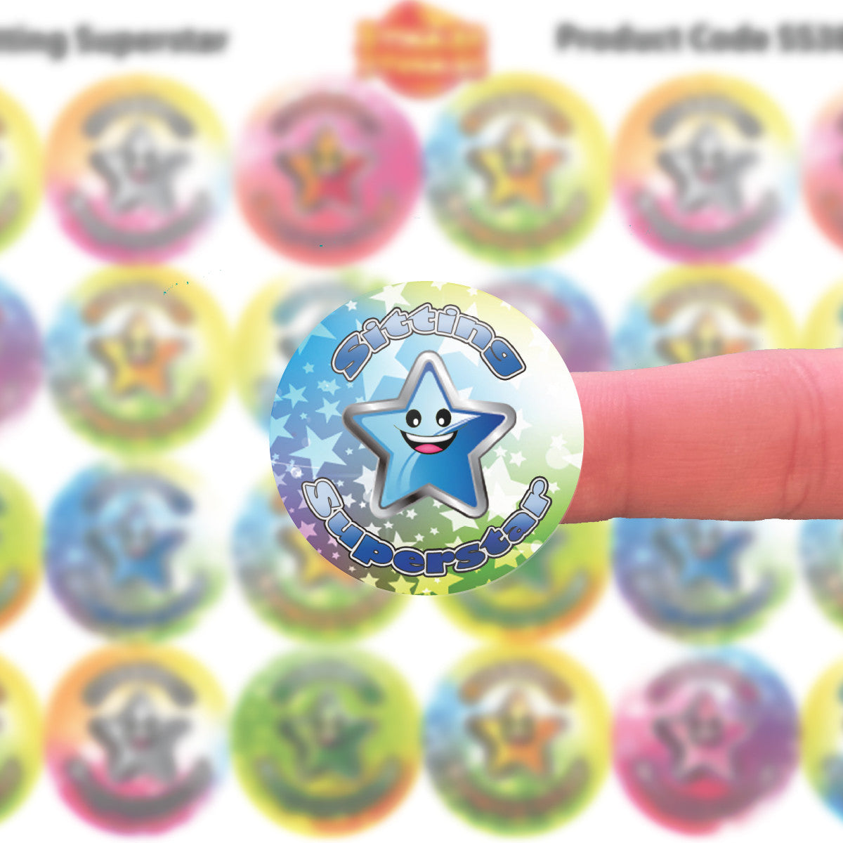 Sticker Stocker 144 Sitting Superstar 30mm Reward Stickers for Teachers, Parents, Party Bags