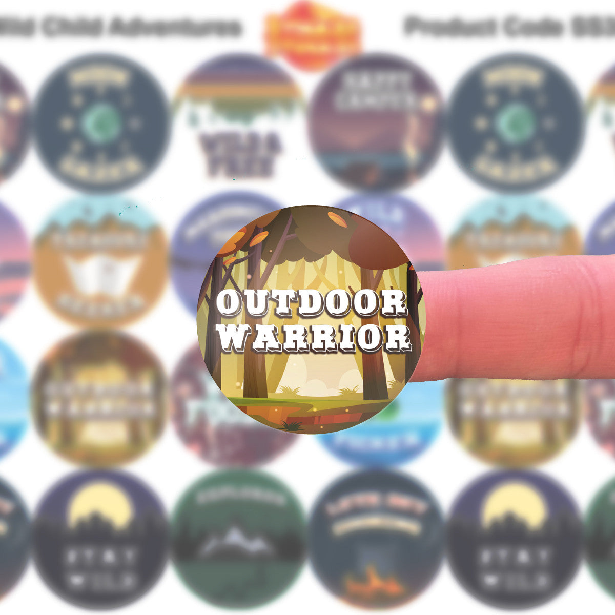Sticker Stocker - 144 Wild Child Adventure Camping Stickers - 30mm - Glossy Reward Stickers for Scouts Forest School