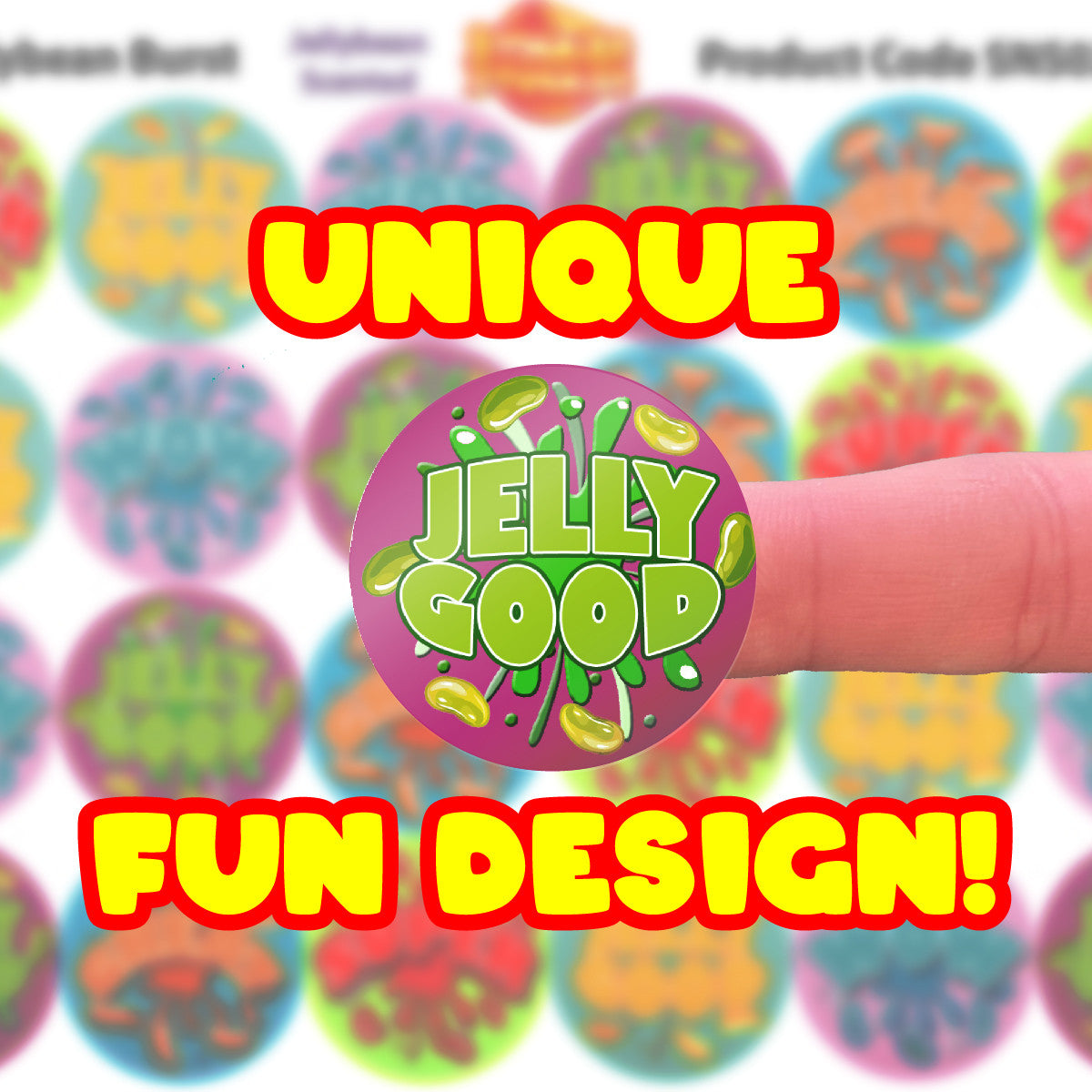 120 Jellybean Burst Scented 30mm Reward Stickers for Teachers, Parents and Party Bags