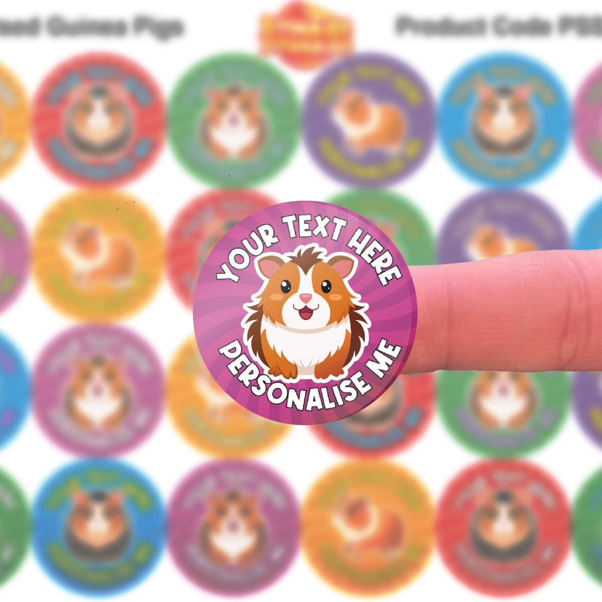 144 Personalised Guinea Pigs 30mm Reward Stickers for School Teachers, Parents