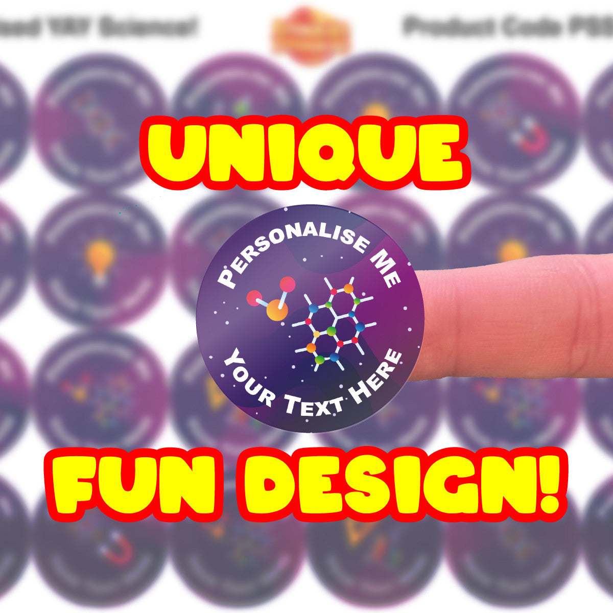 Sticker Stocker 144 Science Symbols Personalised 30mm Reward Stickers for School Teachers, Parents and Nursery