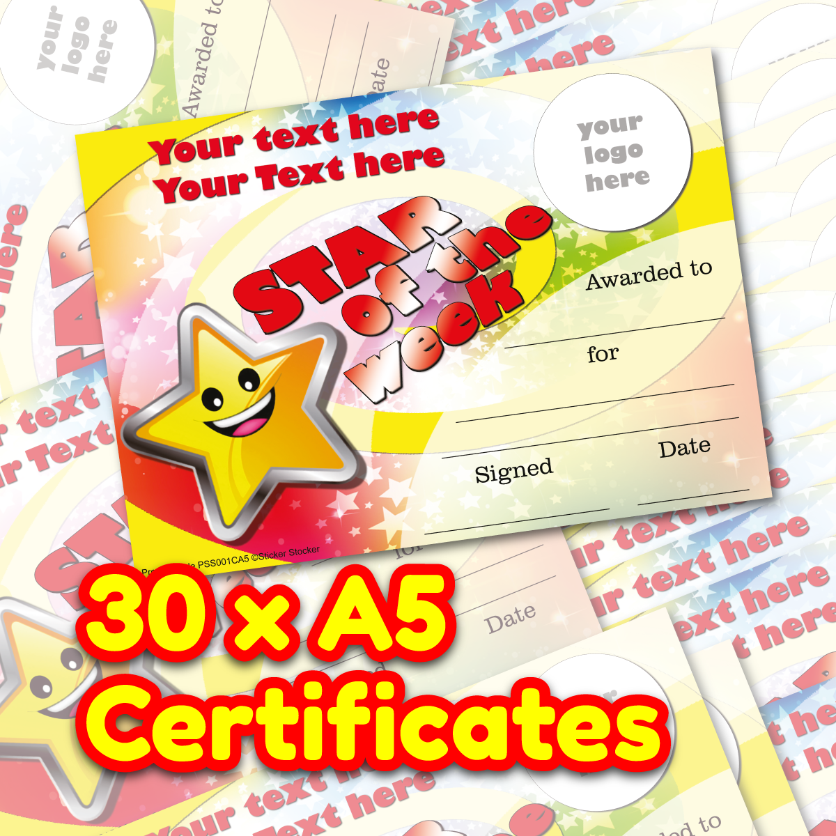 Sticker Stocker Personalised Star of the week for school teachers, A5 silk finish Photo Paper