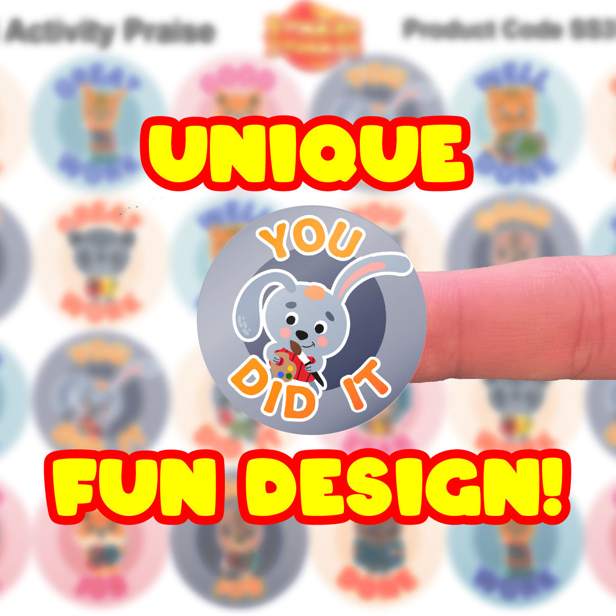 Sticker Stocker 144 Animal Activity Praise Words Stickers - 30mm - Glossy Reward Stickers for Teachers & Parents