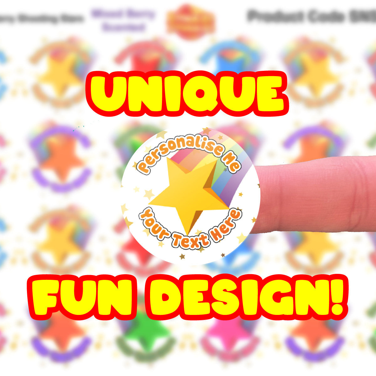 Sticker Stocker - 120 Mixed Berry Scented Personalised Stickers - Stars - Personalised 30 mm Scented Stickers - For Teachers Nursery Parents
