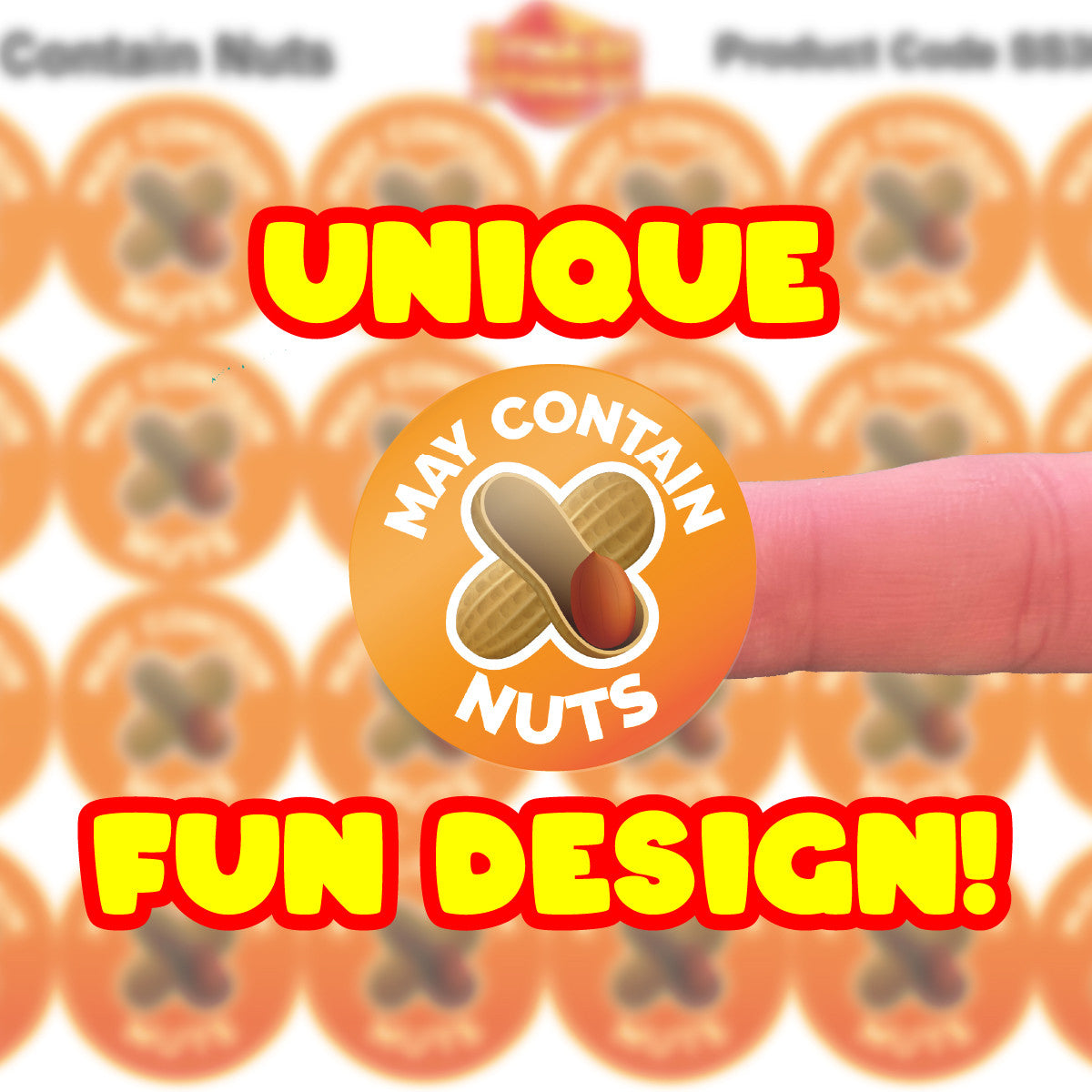 Sticker Stocker - 144 Warning May contain Nuts Food Allergy - 30mm - Glossy Food Label Stickers