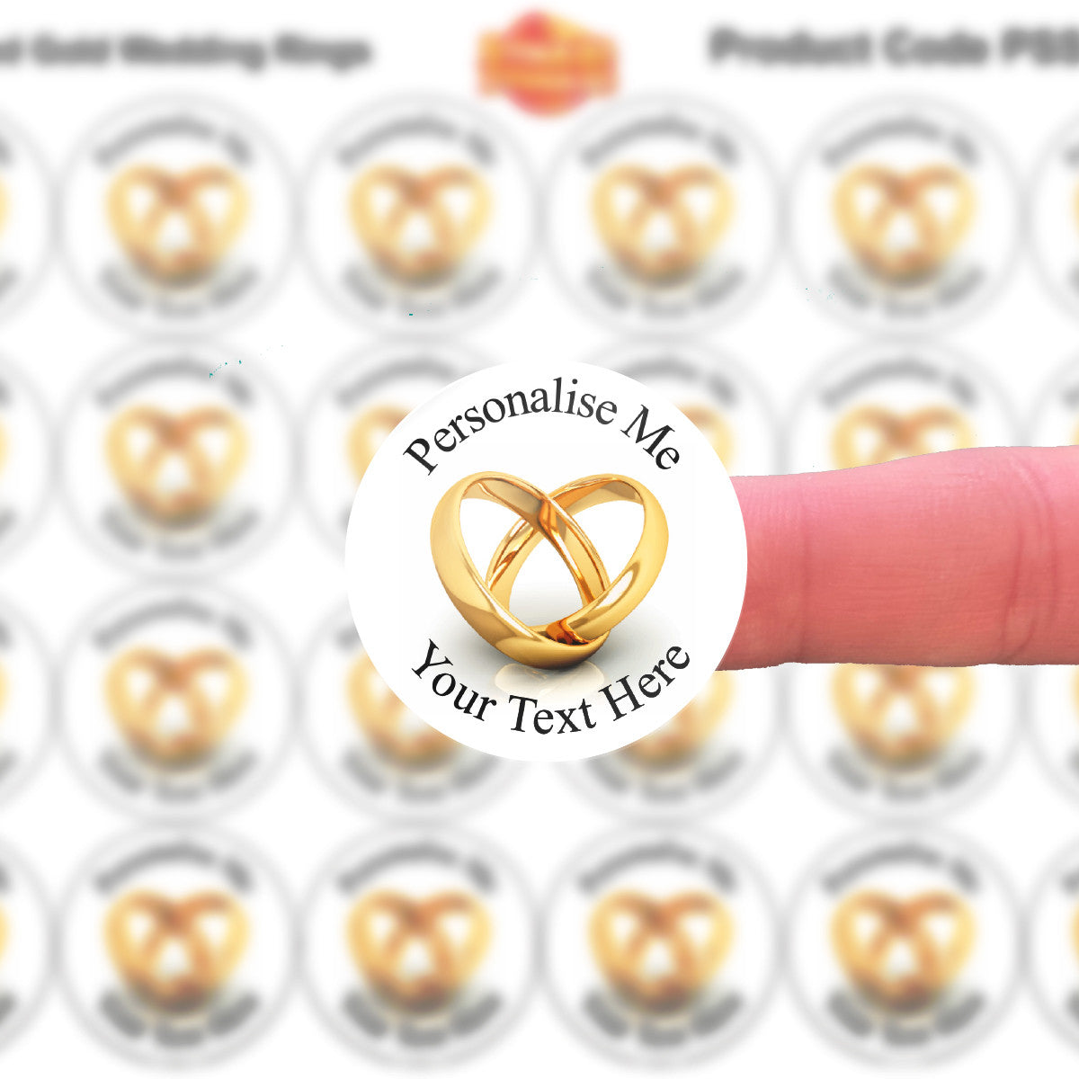 Sticker Stocker - 144 Wedding Ring Personalised 30 mm Glossy Stickers Invitation Favours Labels