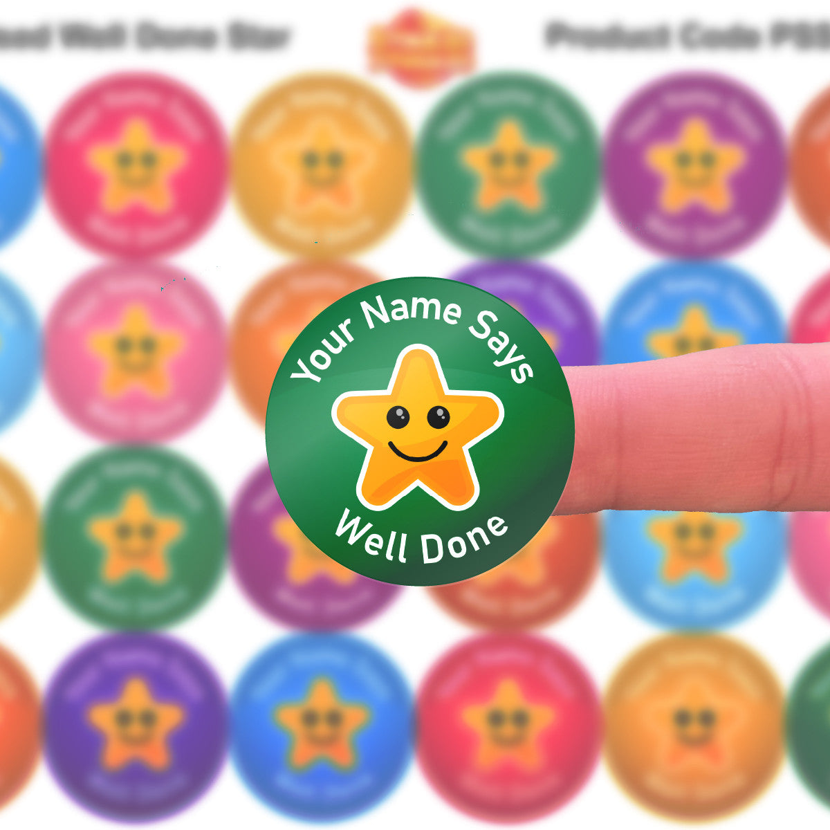 Sticker Stocker - 144 Personalised Well Done Star 30mm Reward Stickers for School Teachers, Parents and Nursery