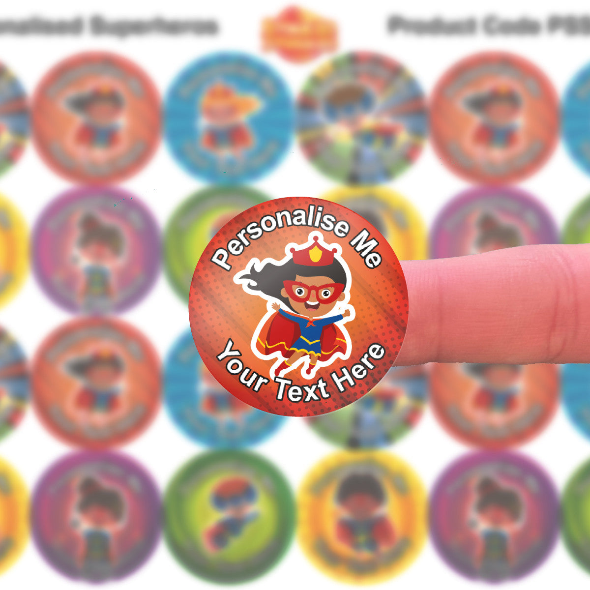 Sticker Stocker - 144 Personalised 30mm Superhero Kids Reward Stickers for School Teachers, Parents and Nursery