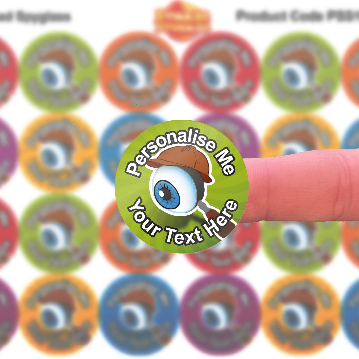 Sticker Stocker 144 Spy Glass Themed Personalised 30mm Reward Stickers for School Teachers, Parents and Nursery