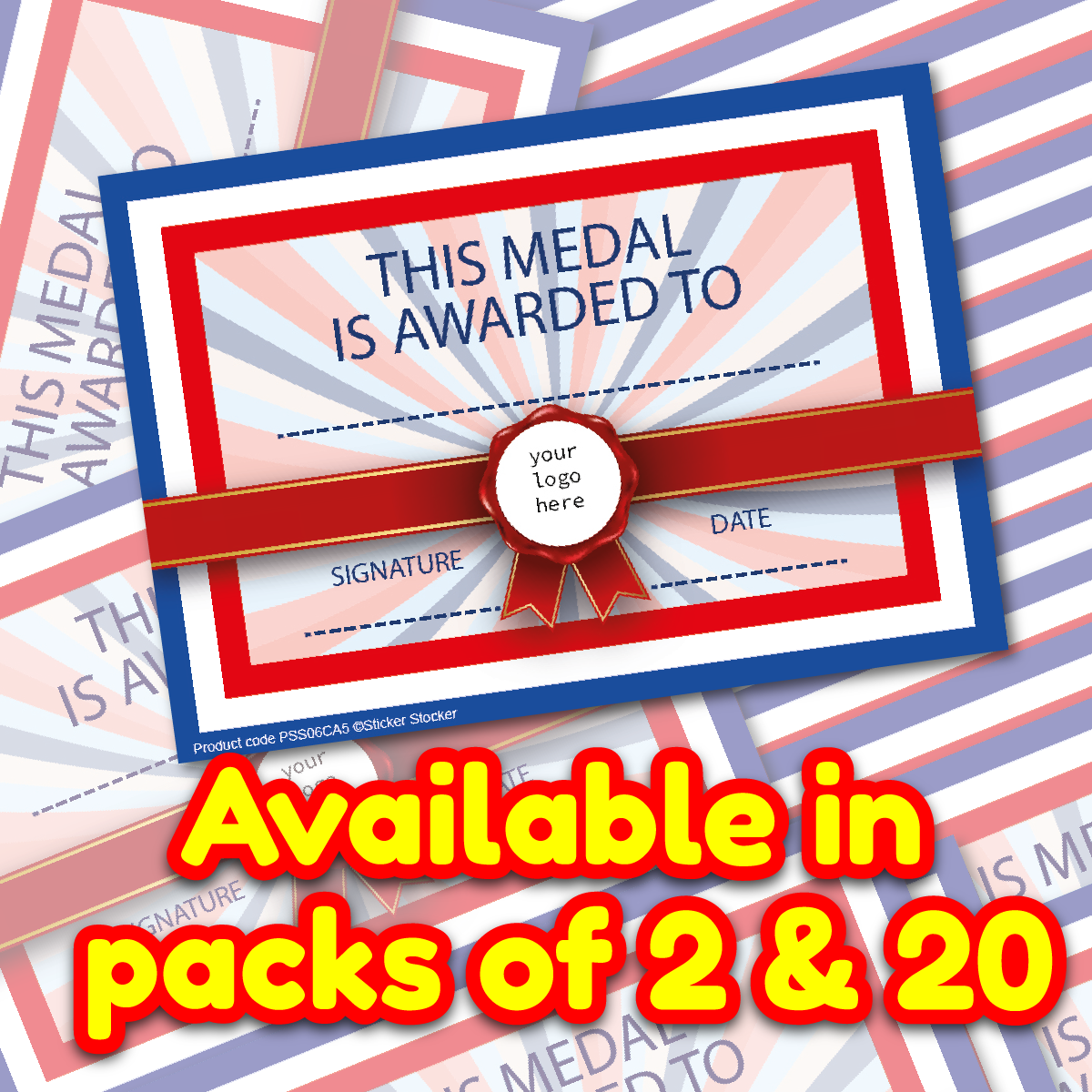 Sticker Stocker Personalised Certificate Medal Award for school teachers, A5 silk finish Photo Paper