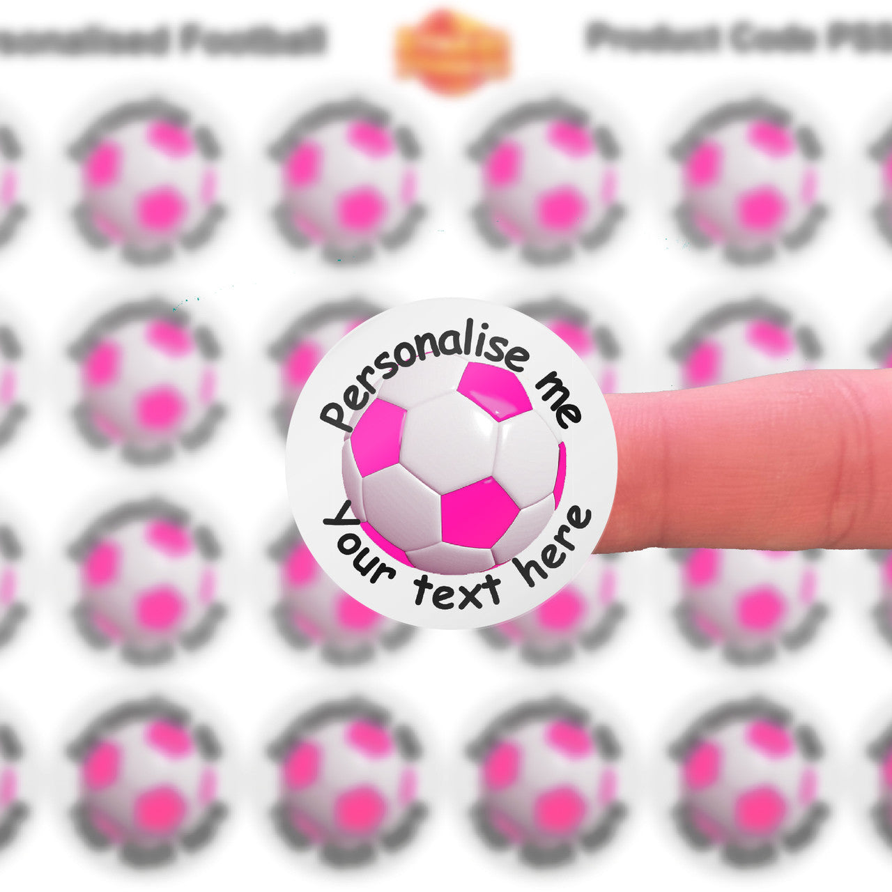 144 Personalised Pink Football 30mm Reward Stickers for School Teachers, Party Bag, Parents and Nursery