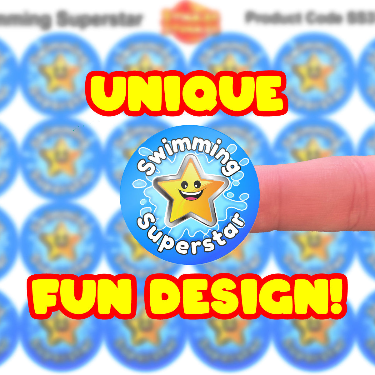 Sticker Stocker 144 Swimming Superstar Rewards 30mm Reward Stickers for Teachers, Parents and Party Bags