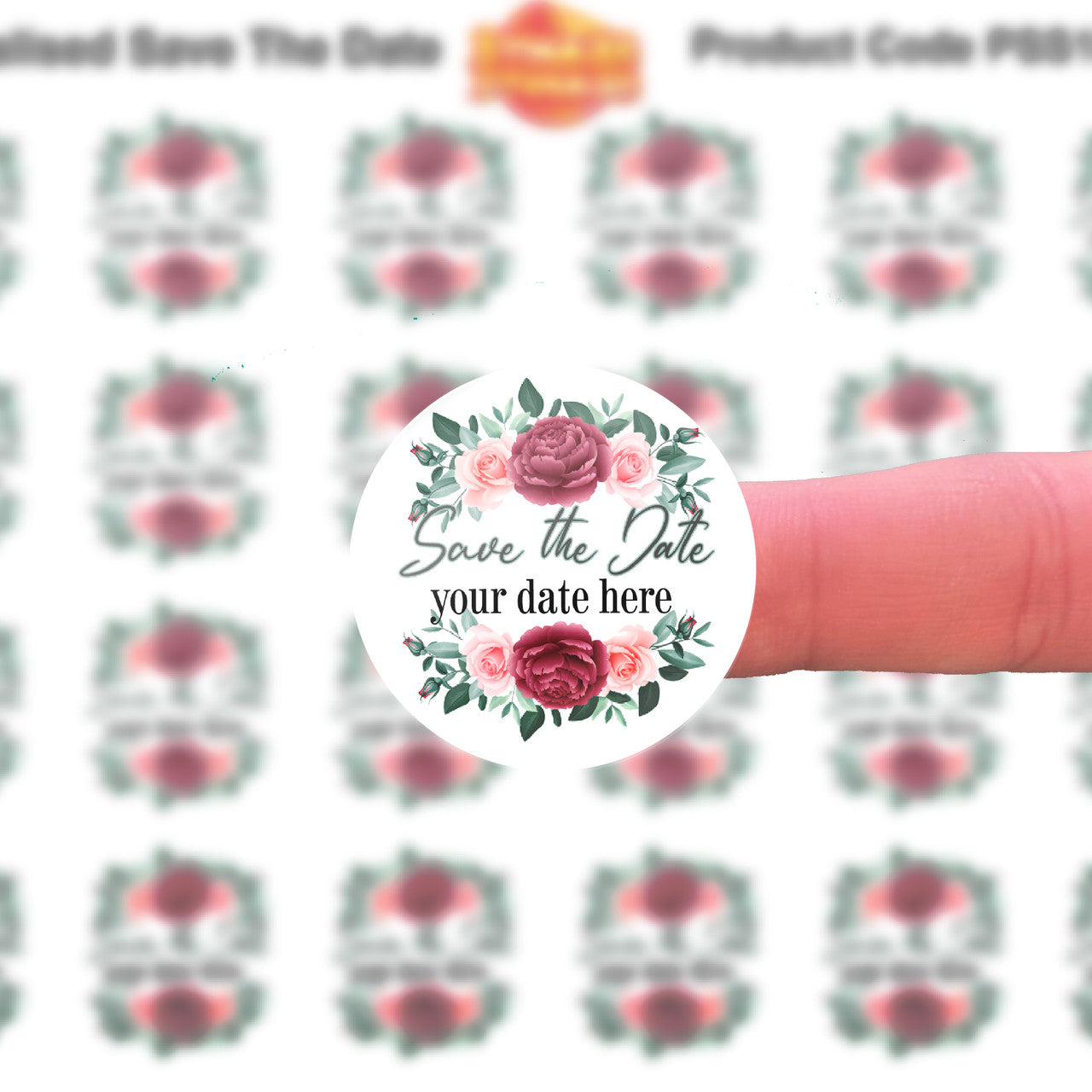144 Save The Date Personalised 30 mm Glossy Stickers Invitation Favours Labels