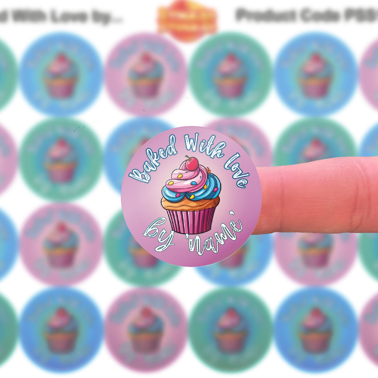 144 Personalised Baked With Love 30mm Reward Stickers for School Teachers, Parents and Nursery