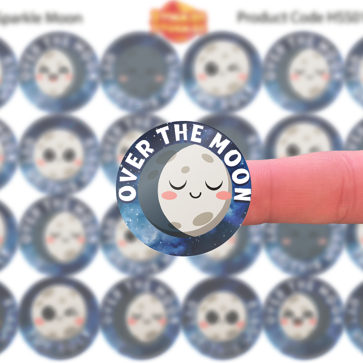 144 Over The Moon Childrens Reward Stickers - 30mm - Teacher Parents School