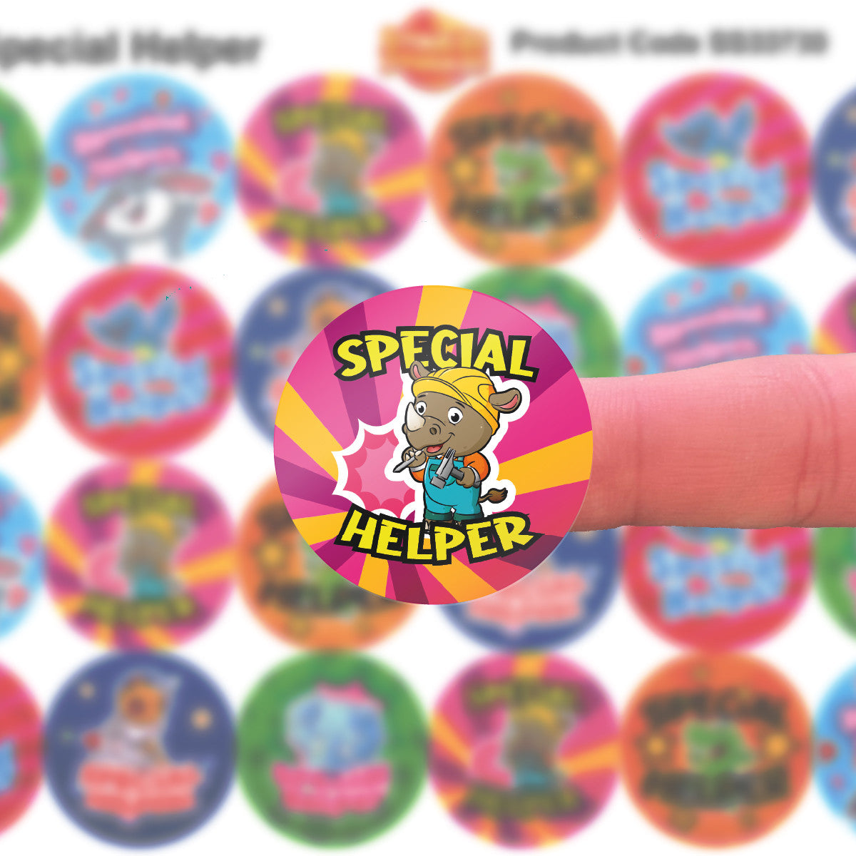 Sticker Stocker - 144 Special Helper Stickers - 30mm Glossy Reward Stickers for Teachers & Parents