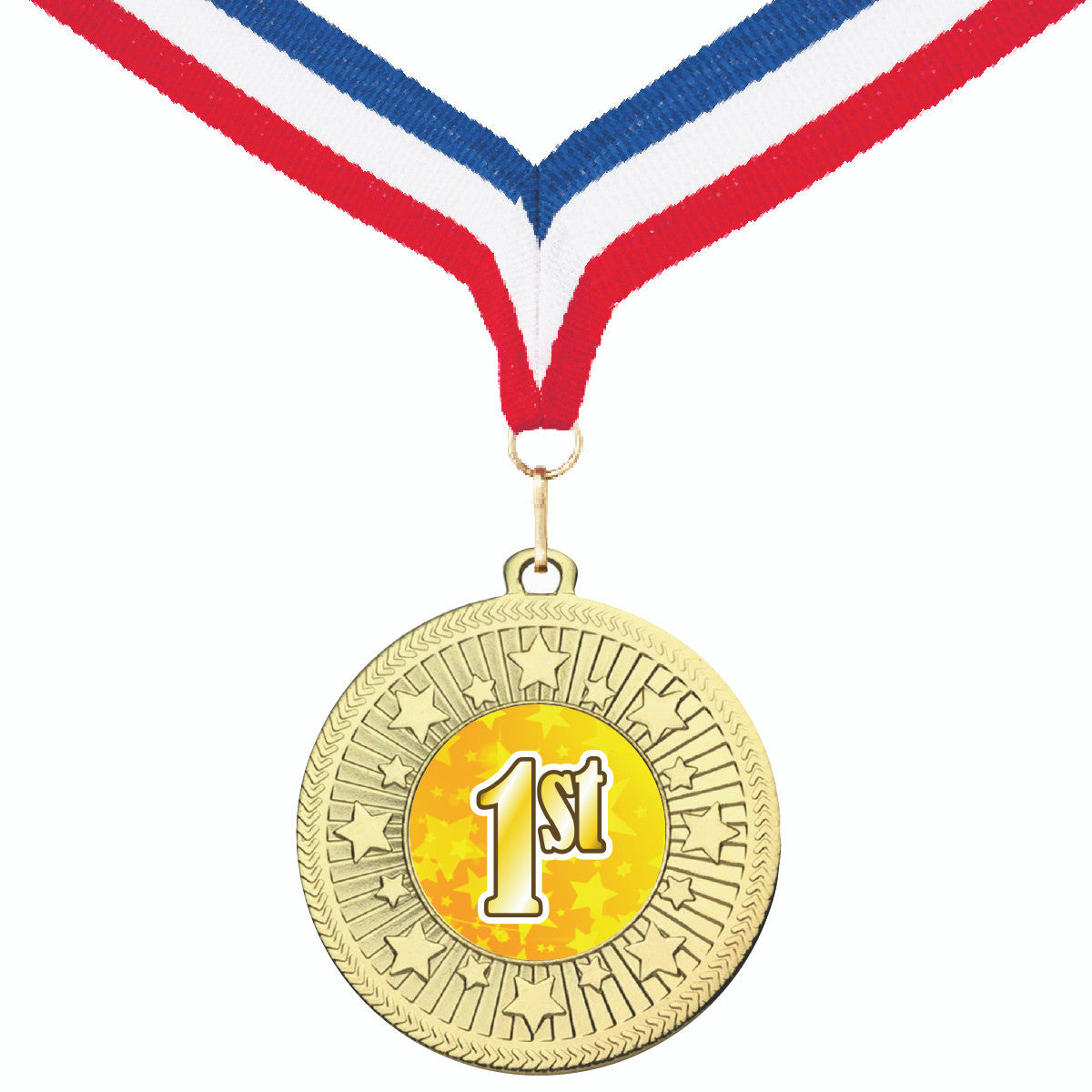 Sticker Stocker -Galaxy Star Place Medal with FREE Ribbon and Certificate 50mm Metal Gold 1st, silver 2nd or bronze 3rd