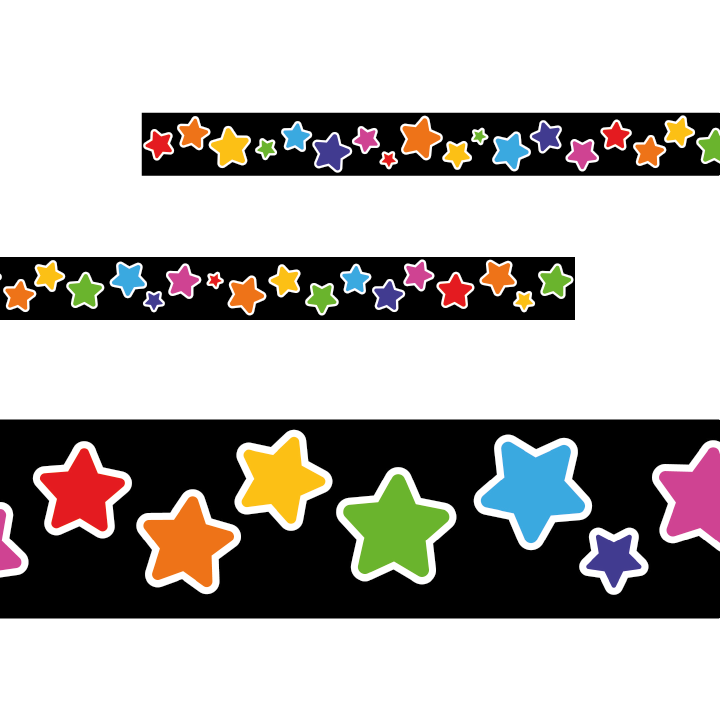 Sticker Stocker - Colourful Stars Classroom Trimmers 14.25m long Notice Board Display Borders