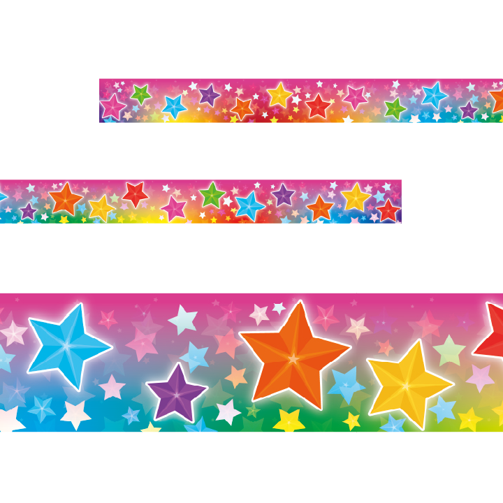 Sticker Stocker - Rainbow and Stars Classroom Trimmers 14.25m long Notice Board Display Borders