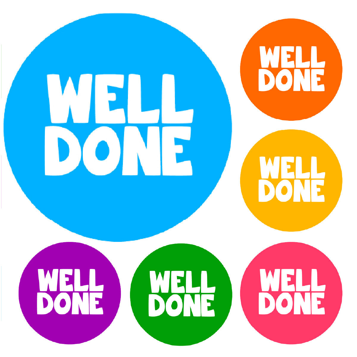 Sticker Stocker -900 Colourful Well Done Dots 10mm Glossy Teacher Reward Stickers Spot Stickers Journal Stickers