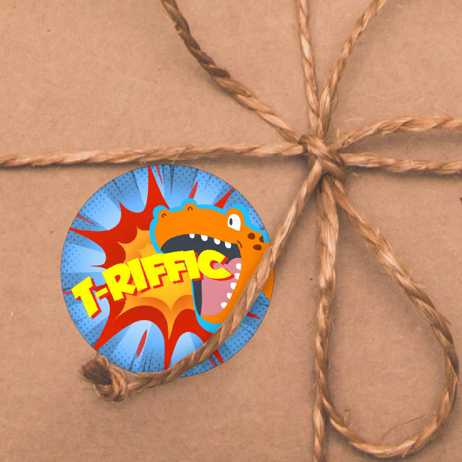 Sticker Stocker 144 Dinosaur Praise Words 30 mm Reward Stickers for Teachers, Parents and Party Bags