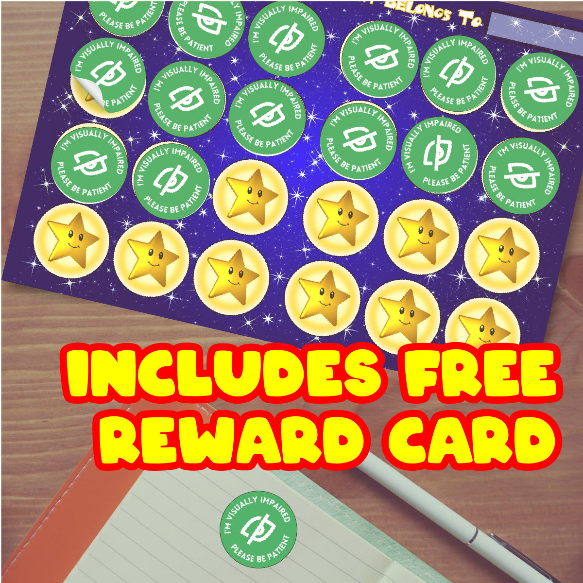 144 Visually Impaired 30mm Reward Stickers for School Teachers, Parents and Nursery