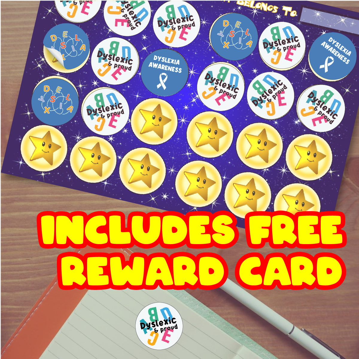 144 Dyslexia Awareness 30mm Reward Stickers for School Teachers, Parents and Nursery