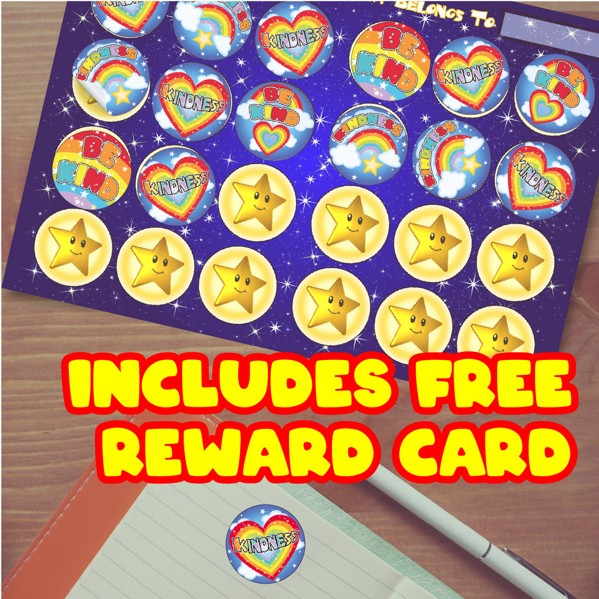 Sticker Stocker - 144 Kindness Rainbows 30 mm Reward Stickers for School Teachers, Parents and Nursery
