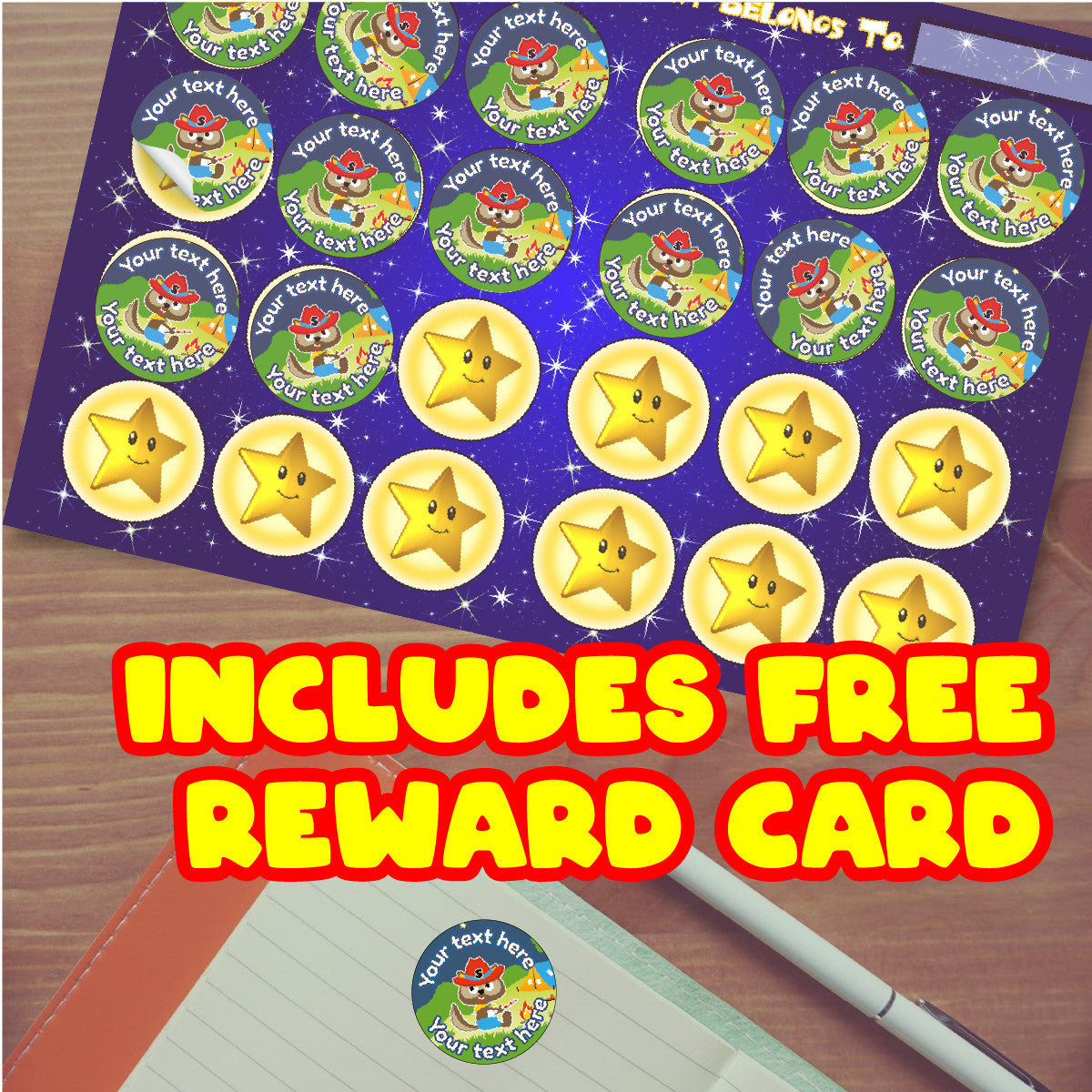 144 Personalised Camp Beavers 30mm Forest School Scout Reward Stickers for School Teachers, Parents and Nursery