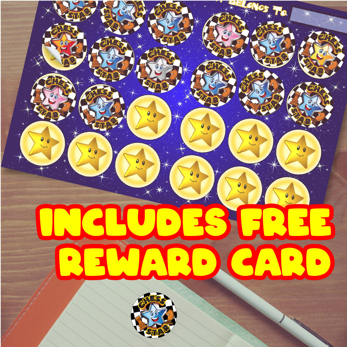 144 Chess Star 30 mm Reward Stickers for Tournaments, School Teachers, Parents and Nursery
