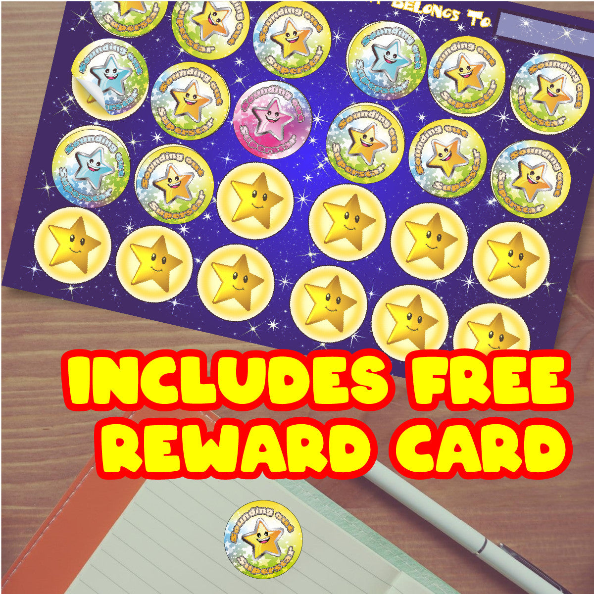 Sticker Stocker 144 Sounding out Superstar 30 mm Reward Stickers for Teachers, Parents and Party Bags