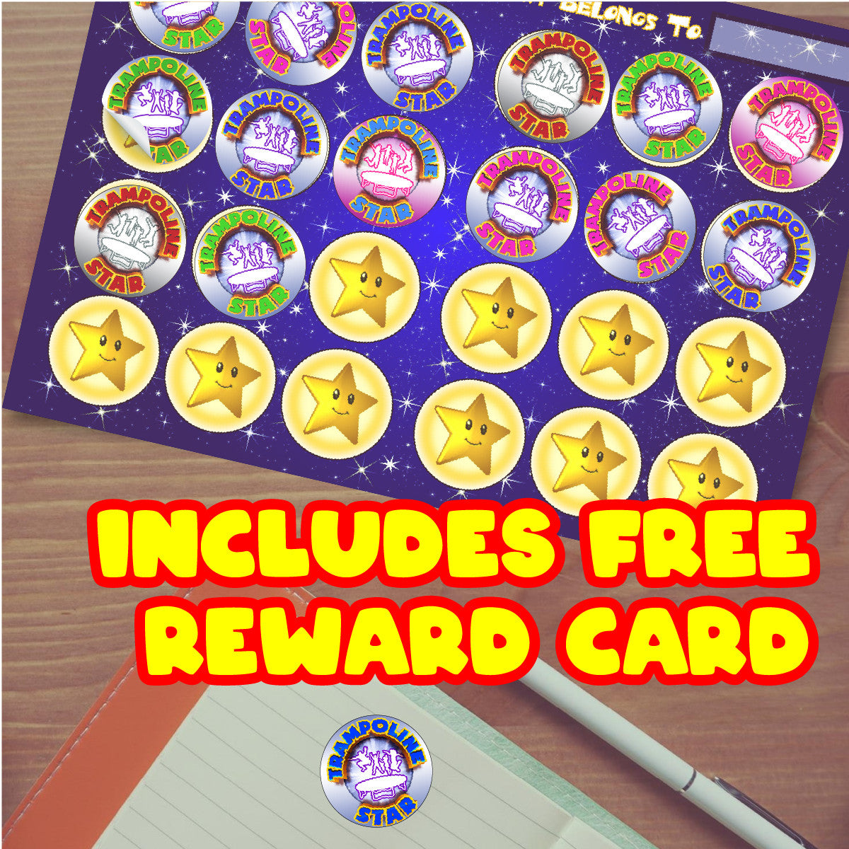 144 Trampoline Star 30 mm Reward Stickers for School Teachers, Parents and Nursery