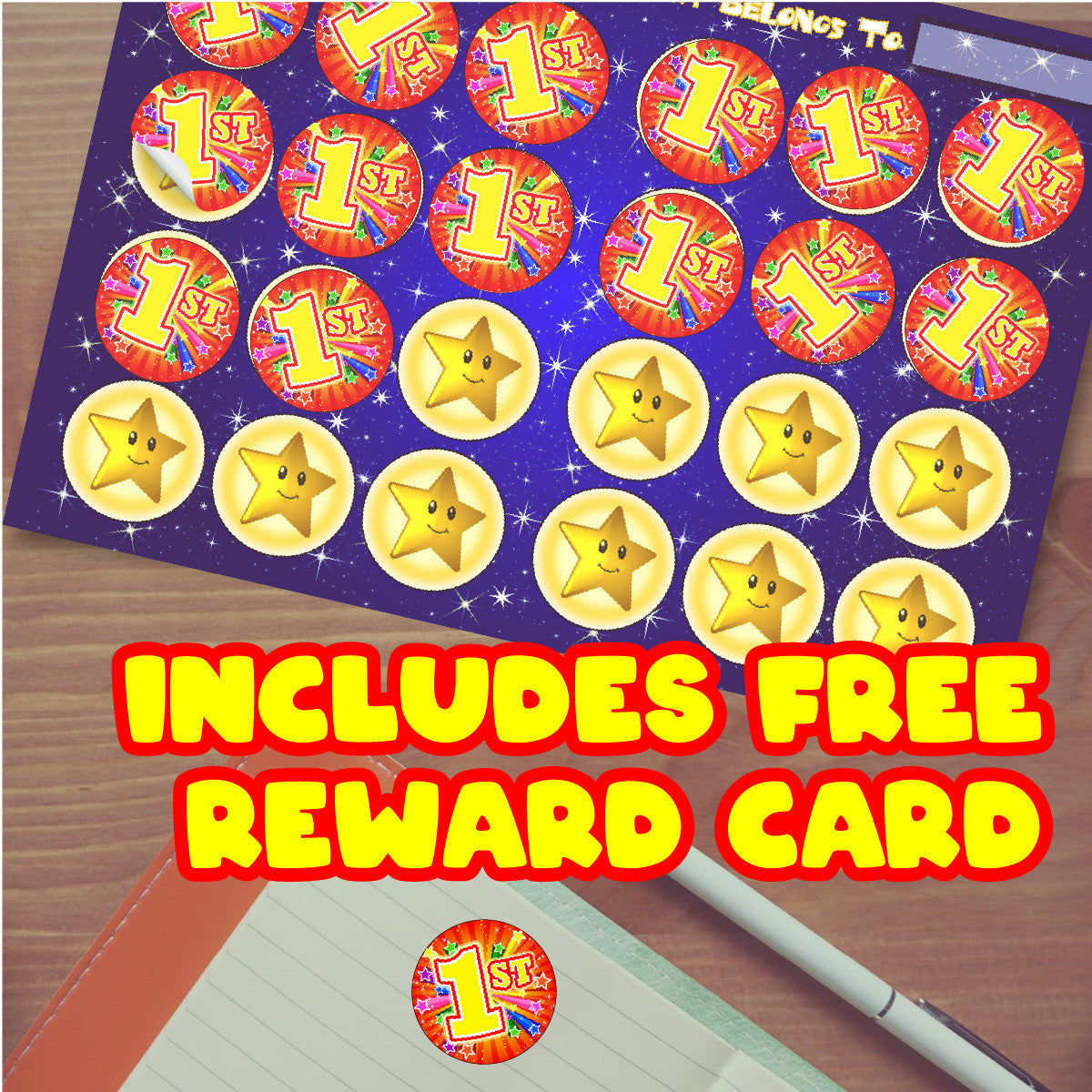 Sticker Stocker 144 1st place Sports Day Star 30 mm Reward Stickers for Teachers, Parents and Schools