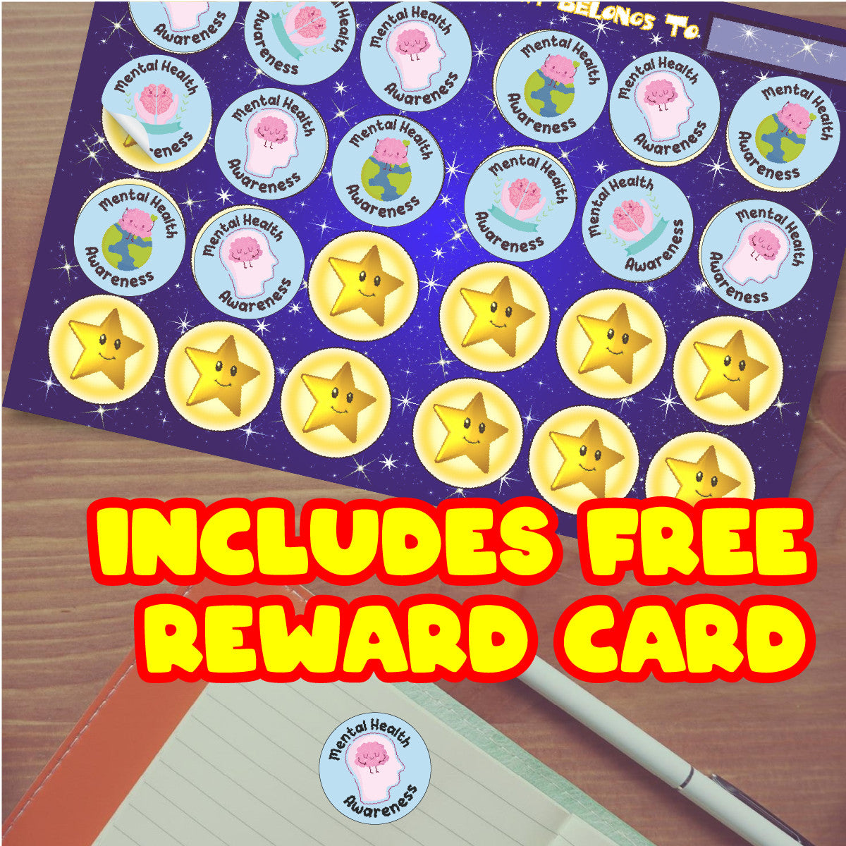 Sticker Stocker 144 Mental Health Awareness 30mm Stickers for School Teachers, Nurses and Parents