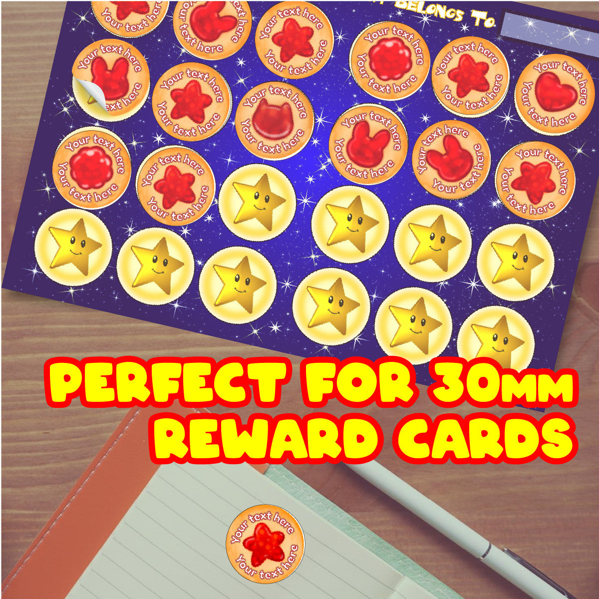 120 Strawberry Scented Personalised Stickers - Jammy Dodger - Personalised 30 mm Scented Stickers - For Teachers Nursery Parents