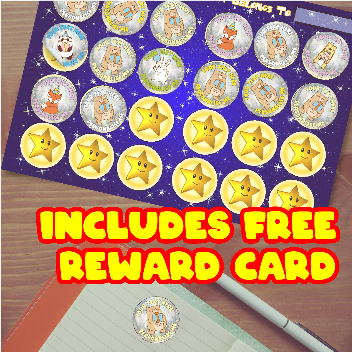 144 Whimsical Birthday Personalised 30 mm Glossy Stickers Crafting Gift Packaging Seal Labels