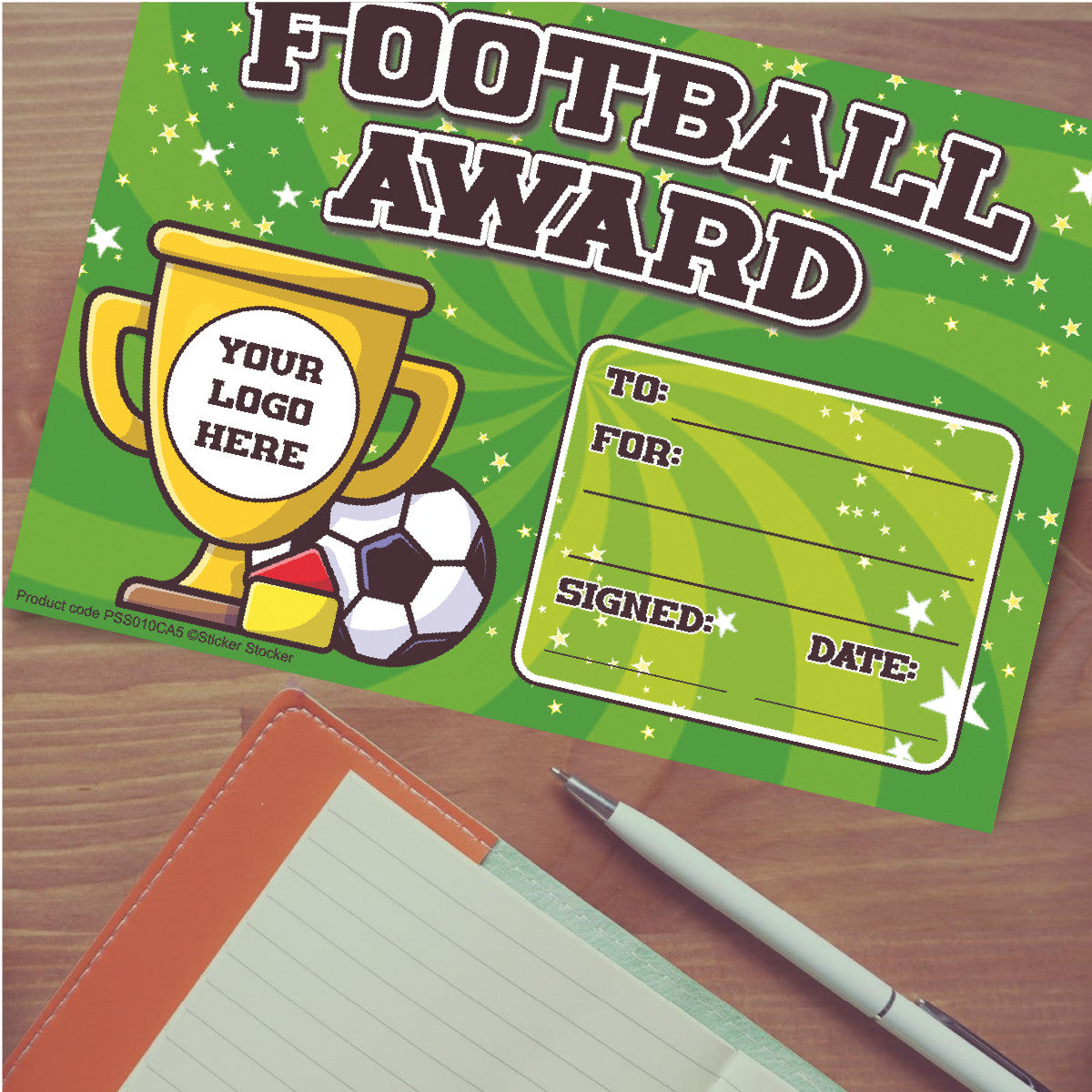 Personalised Football Award certificates - 2 or 20- for school teachers, 250gsm A5 silk finish Photo Paper