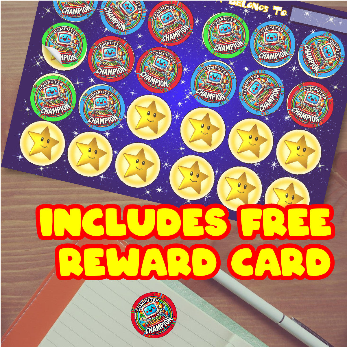 Sticker Stocker - 144 Computer Champion Coding Stickers - 30mm - Glossy Reward Stickers for Teachers & Parents