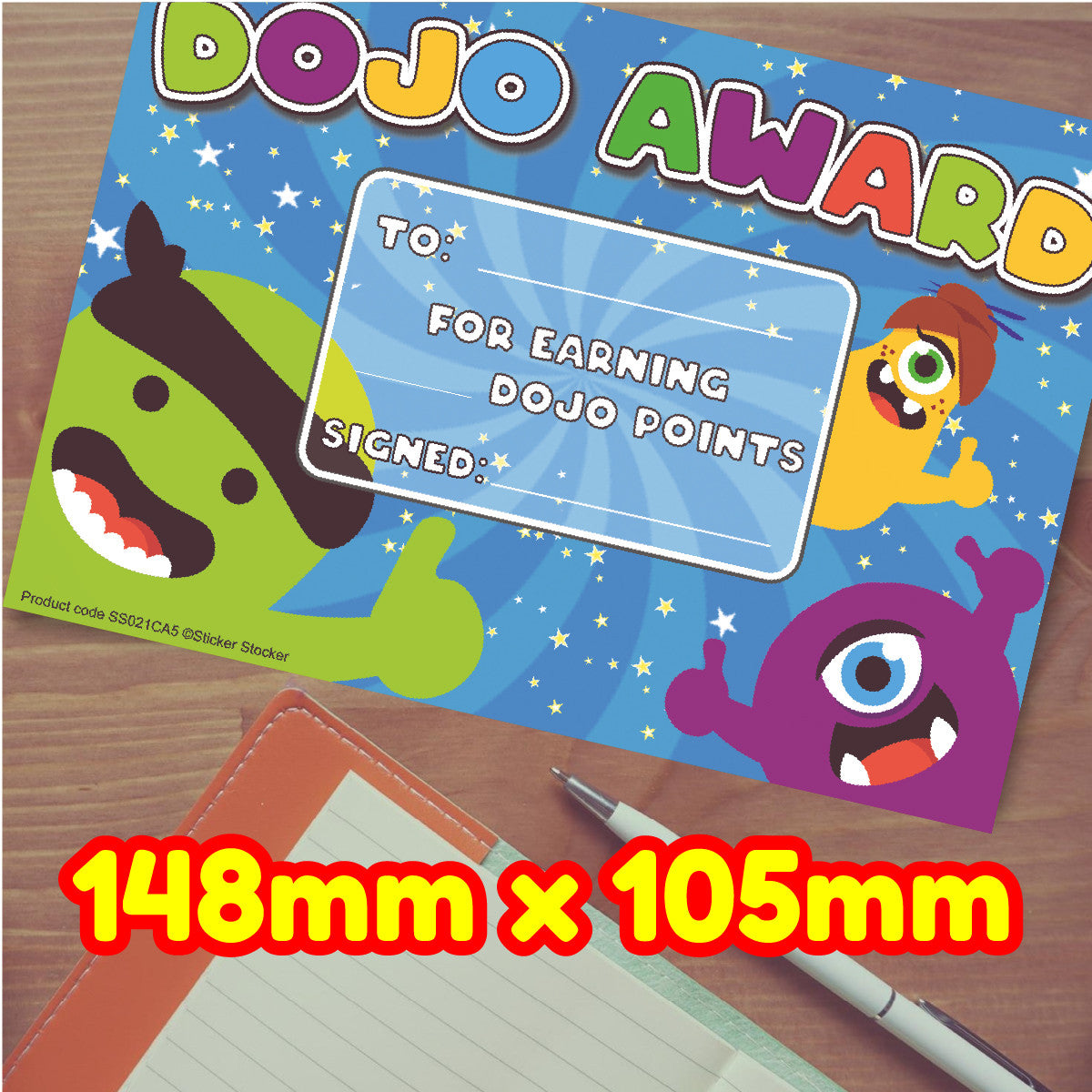 30 Dojo award certificates for school teachers, 250gsm A5 silk finish card