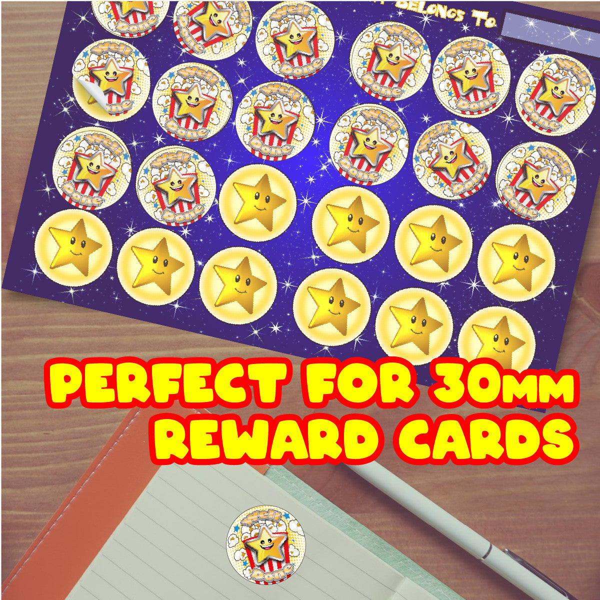 Sticker Stocker 120 Popcorn Well Done 30mm Popcorn Scented Reward Stickers for Teachers, Parents and Party Bags