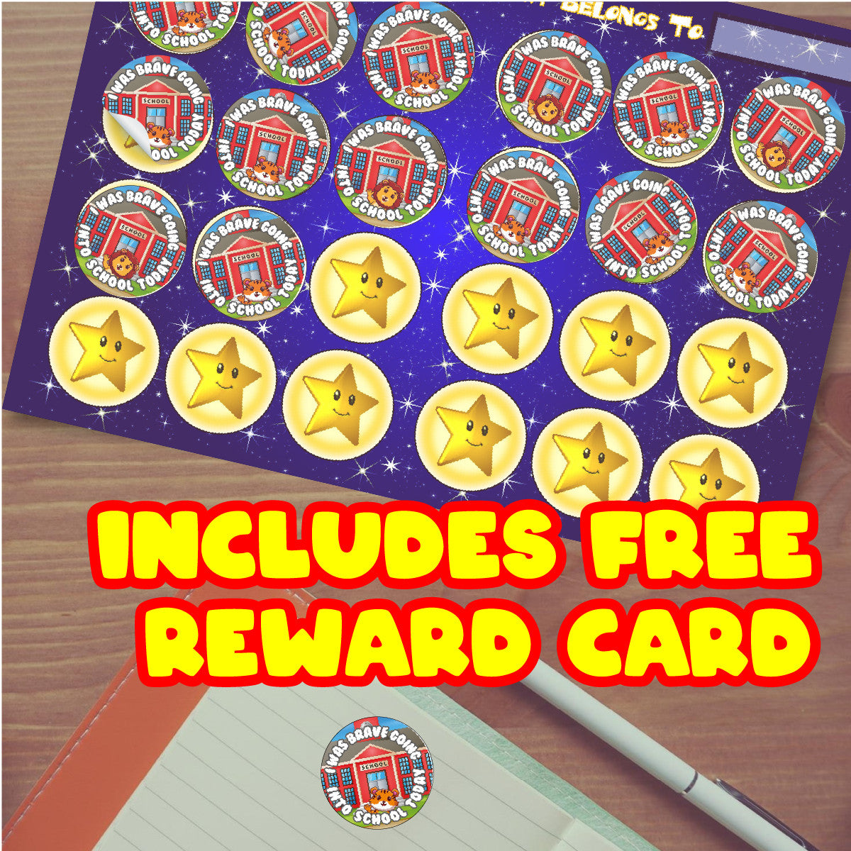 144 I Was Brave Going Into School Today 30 mm Reward Stickers for Teachers and Parents