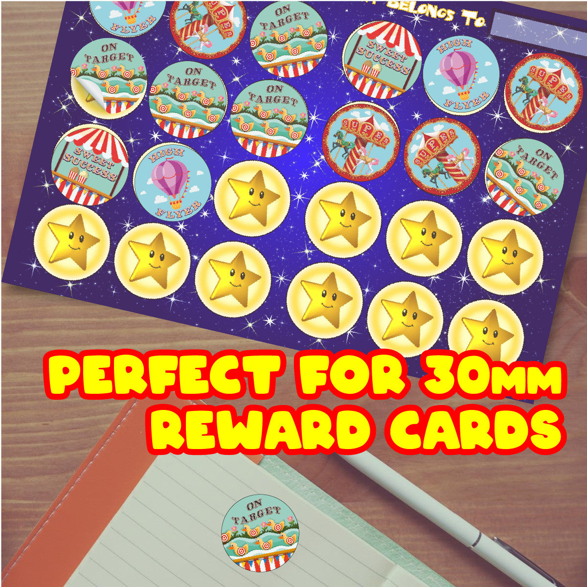 Sticker Stocker 120 Fairground Popcorn 30mm Popcorn Scented Reward Stickers for Teachers, Parents and Party Bags